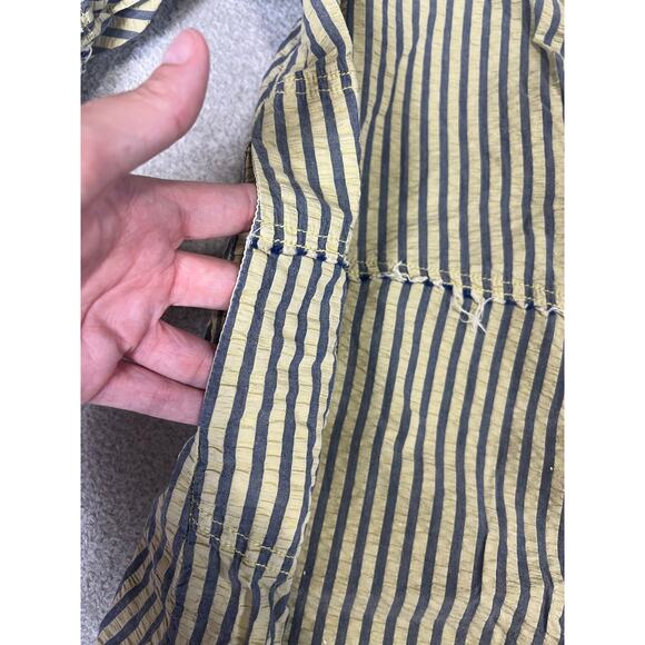 Free People One of the Boys Striped Shirt Yellow Blue long sleeve Boho Size M - Picture 8 of 10